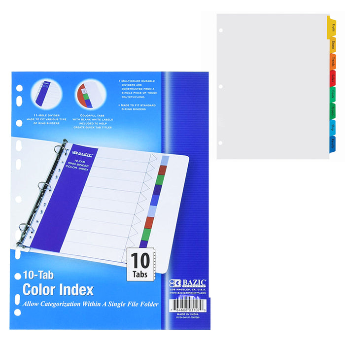 24 Packs Index Tabs Dividers 3 Ring Binder 10 Inserts Organizer 8.5"X11" Letter