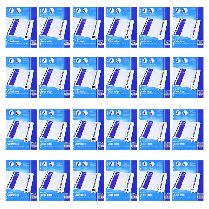 24 Packs Index Tabs Dividers 3 Ring Binder 10 Inserts Organizer 8.5"X11" Letter