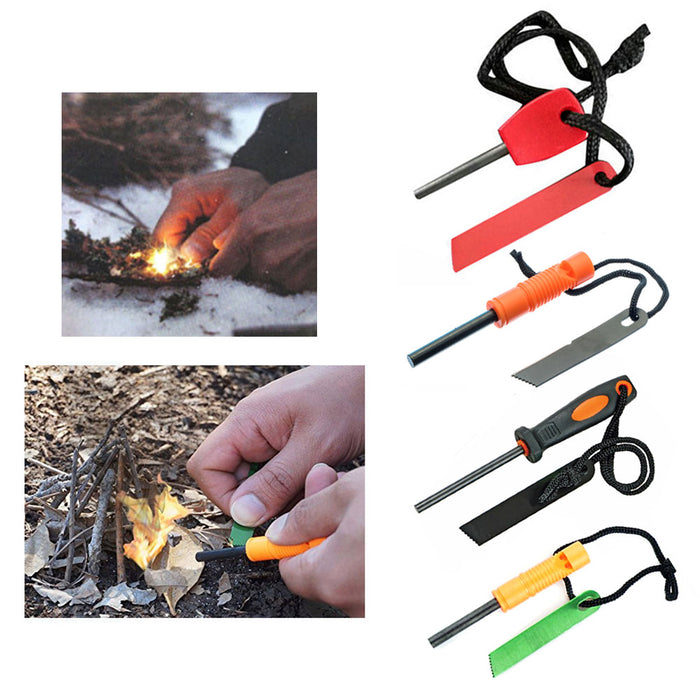 Flint Steel Striker Magnesium Rod Fire Starter Hunting Survival Kit Camping Tool