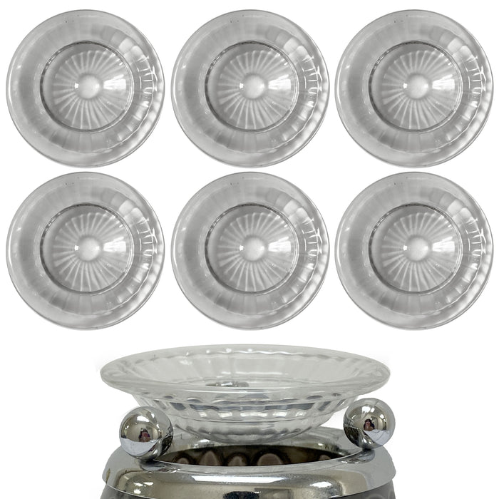 6 X Replacement Round Dish Bowl Lid Oil Warmers Tart Burners 3 Inch Clear Glass