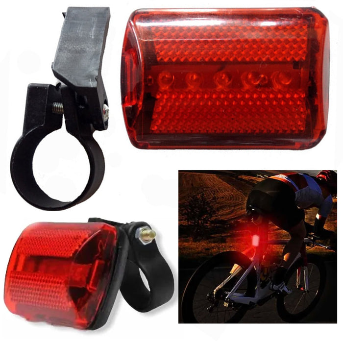 1 X Bike Tail 5 LED Light Headlight Bicycle Rear Cycling Blink Safety Flashlight