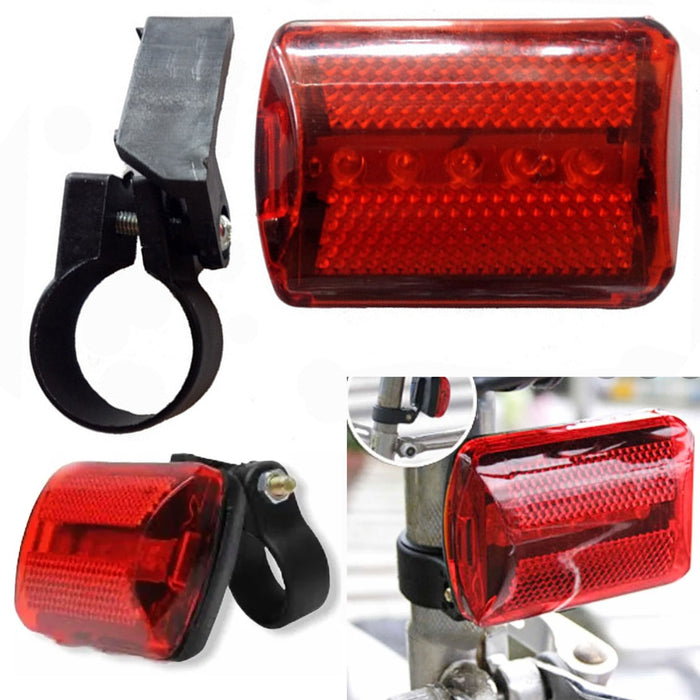 2 X Bicycle Rear Bike Tail 5 LED Light Headlight Cycling Blink Flashlight Safety