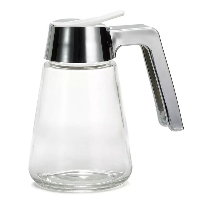 2- 12Oz Glass Syrup Dispenser Honey Maple Jar Dressing Creamer Sugar Clear Glass