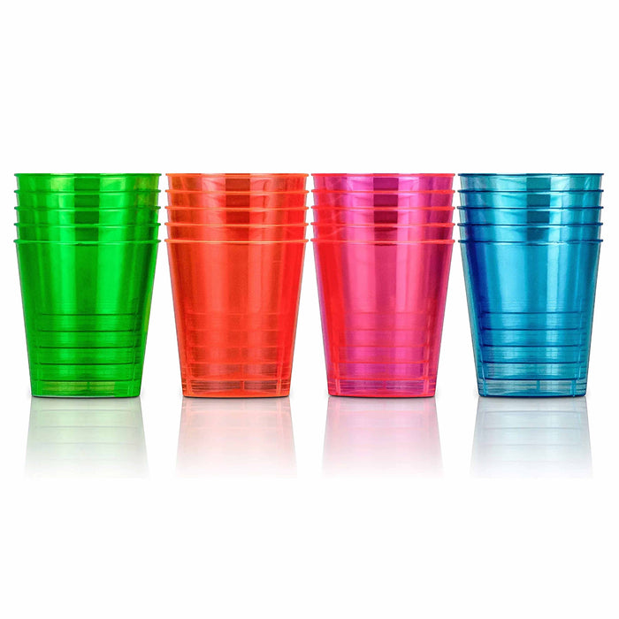 80 Neon Multicolor Shot Glasses Hard Plastic Glow Party Mini Cups 0.68 Oz 20ml