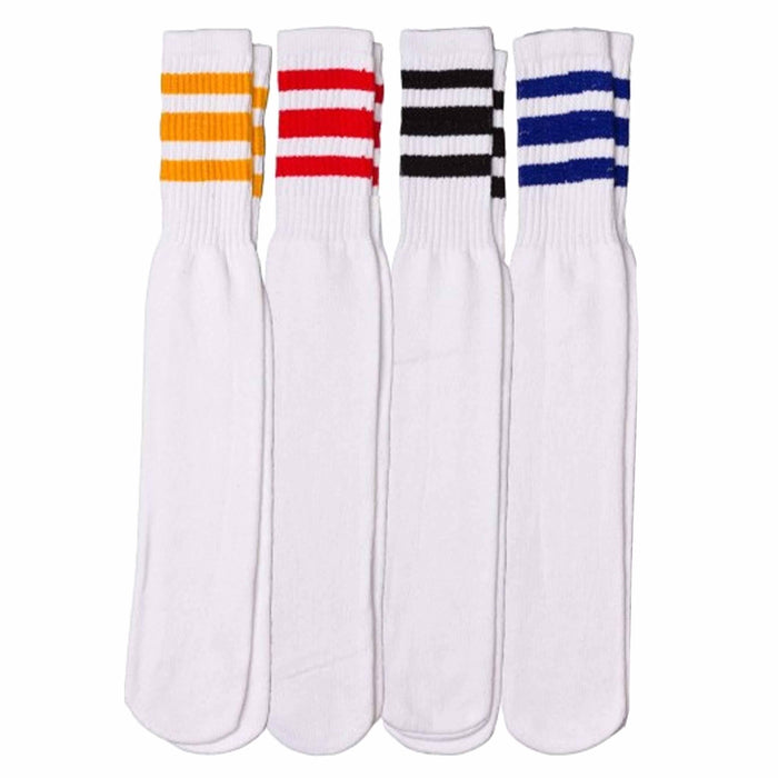 8 Pairs Knee High Tube Socks Assorted Color Stripes Long 24" Soccer Sports 13-15
