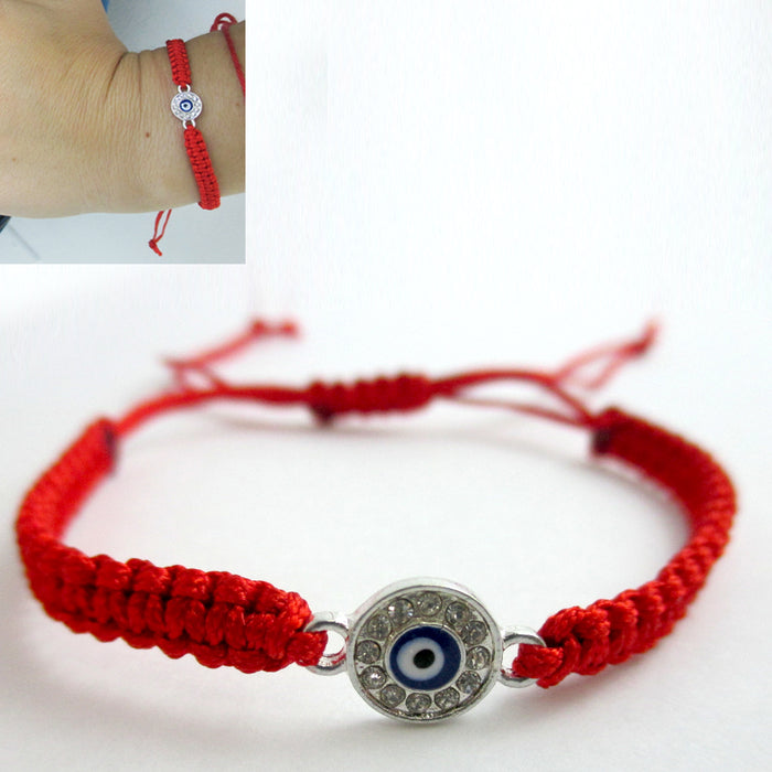 Evil Eye Hamsa Nazar Mati Silver Plated Red Macrame Kabbalah Bracelet Lucky Gift