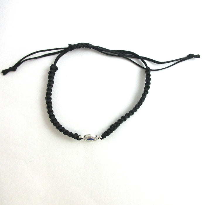Black String Evil Eye Bracelet Protection Sterling Silver Safe Wet Luck Charm
