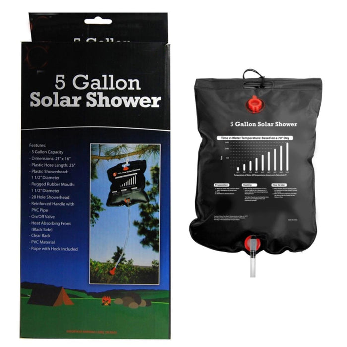 5 Gallon Portable Shower Outdoor Camping Hiking Solar Energy Heated Pipe Bag New