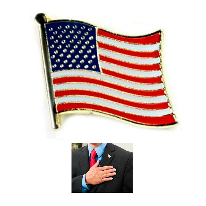 10 American Flag USA Lapel Pin Tie Tack United States Patriotic Badge Brooch New