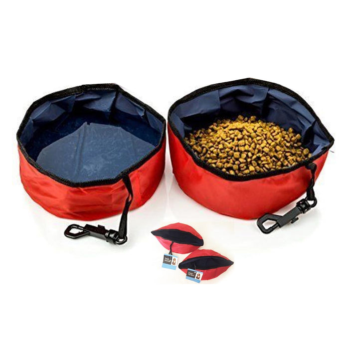 2 Pc Travel Pet Bowl Water Food Portable Dog Drink Dish Water Cat Feeder Folding