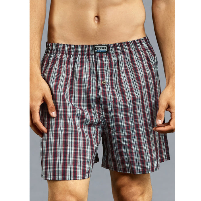 12Pc Knoker Mens Plaid Boxers Tartan Short Underwear 46-48 Comfort Waistband 2XL