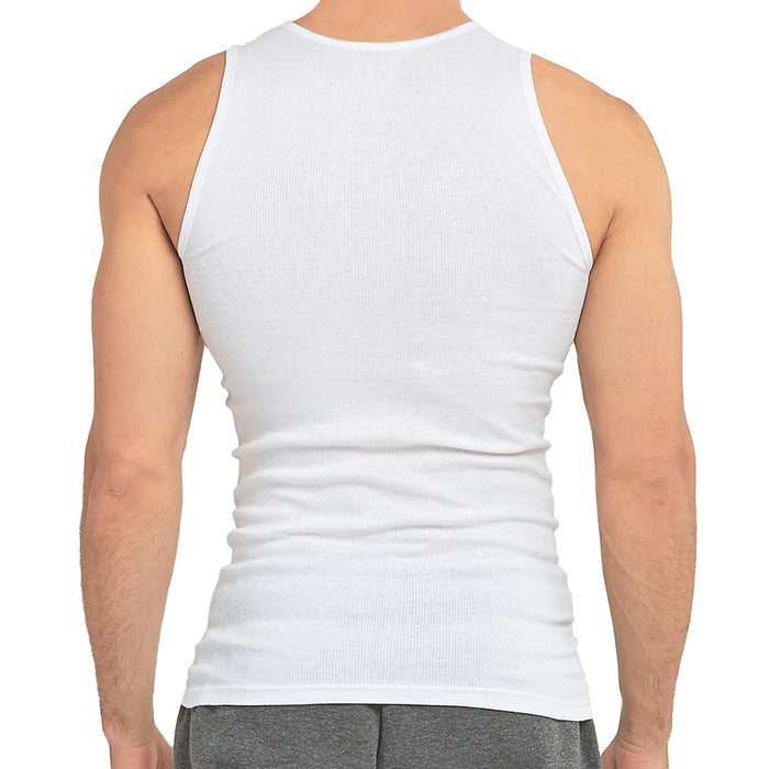 12 Lot Men Slim Muscle Tank Top T-Shirt Ribbed Sleeveless Cotton A-Shirt White S