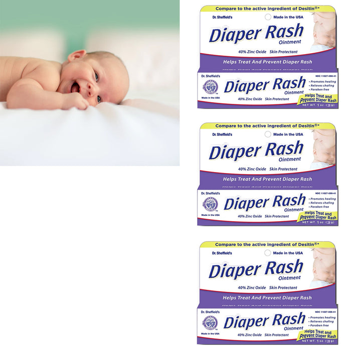 3 Pack Diaper Rash Ointment Tube Cream Paste 40% Zinc Oxide Relief Prevent 1 oz