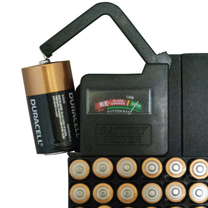 104 Battery Storage Organizer Case Removable Tester for AAA AA 9V C D Batteries