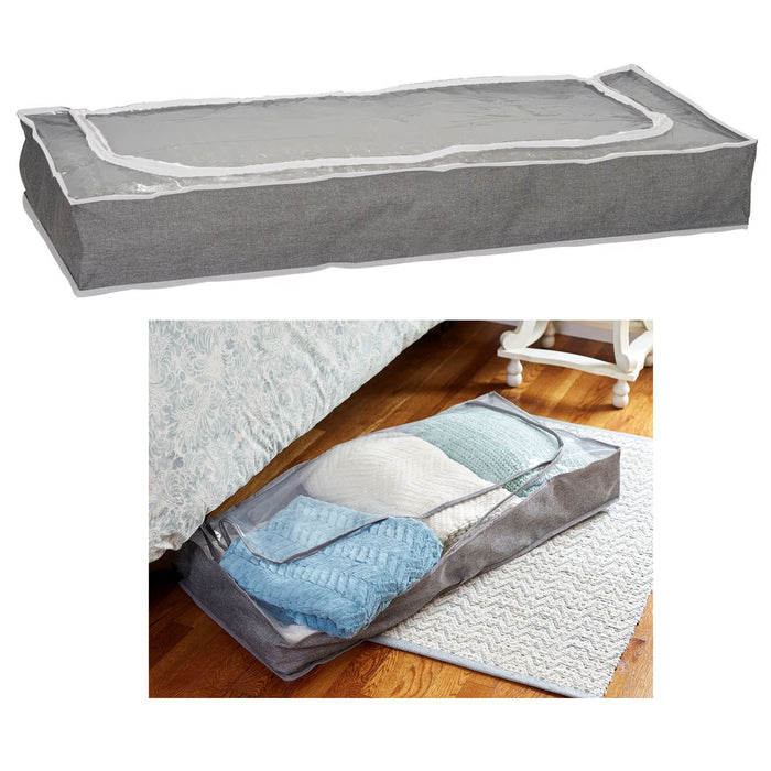 1 Under Bed Storage Bin Bag 43" Foldable Container With Clear Window Zippered