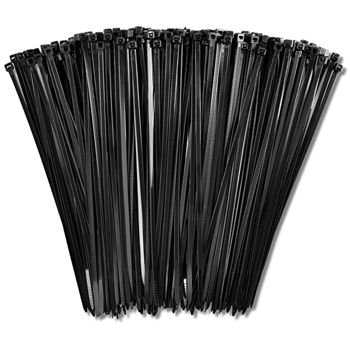 200 Black 12" Zip Ties Heavy Duty 50lbs Wire Cable Nylon Cords Wather Resistant