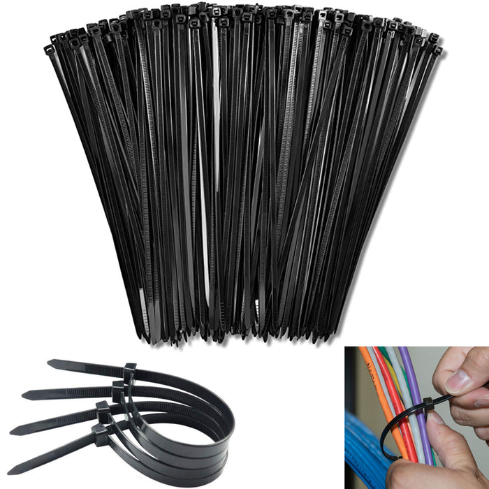 100 X Black Heavy Duty Cable Zip Ties 12" Nylon Wire Cords Temperature Resistant