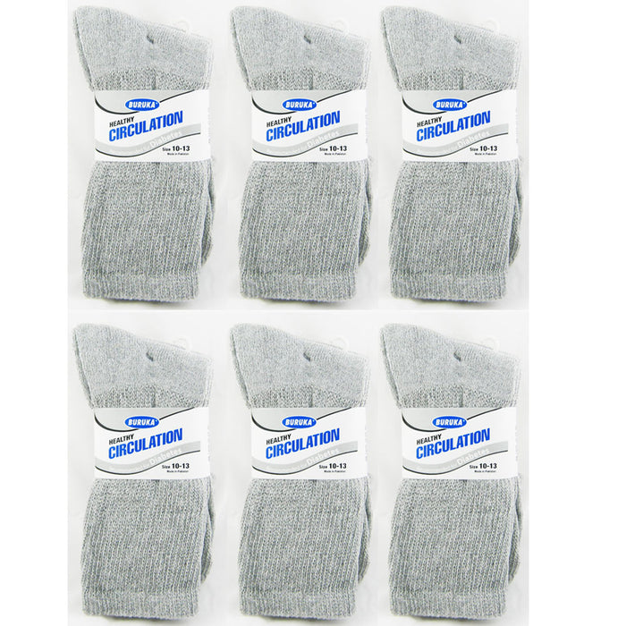 6 Pairs Diabetic Crew Circulation Socks Health Support Cotton Loose Fit Sz 10-13