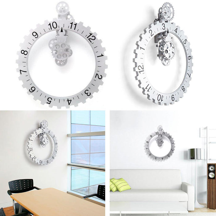 Kikkerland Big Wheel Wall Clock Steampunk Industrial Time Keeper Gear Operated