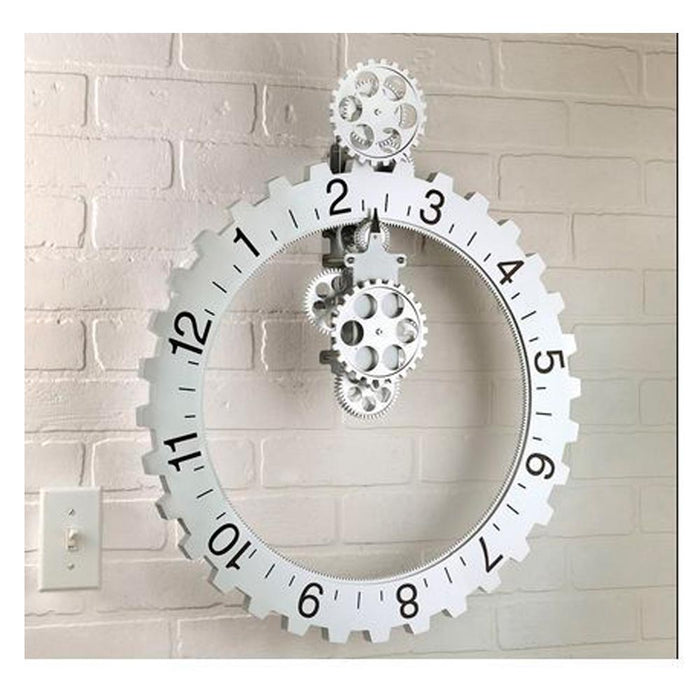 Kikkerland Big Wheel Wall Clock Steampunk Industrial Time Keeper Gear Operated