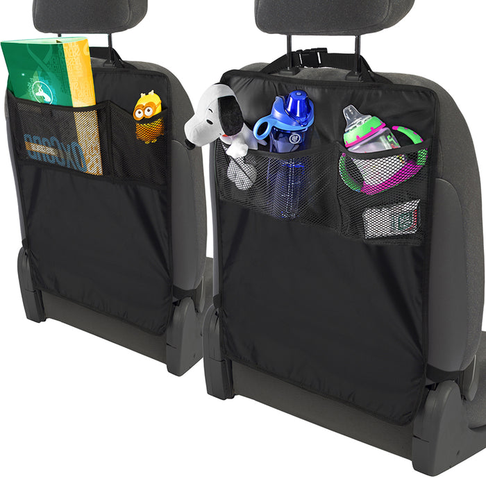 2 Pack Car Seat Back Protector Child Kick Mats Backseat Organizer Black Washable
