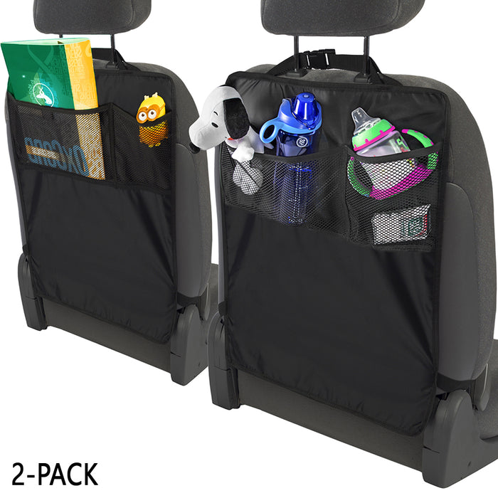 2 Pack Car Seat Back Protector Child Kick Mats Backseat Organizer Black Washable