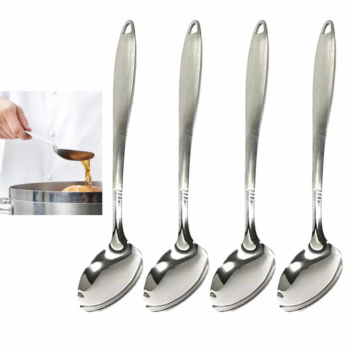 4 Stainless Steel Serving Basting Spoon Kitchen Cooking Utensil Set Tools Server
