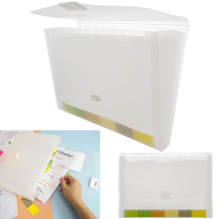 1 Clear Expandable 13 Pocket File Folder Paper Organizer Accordion School Office