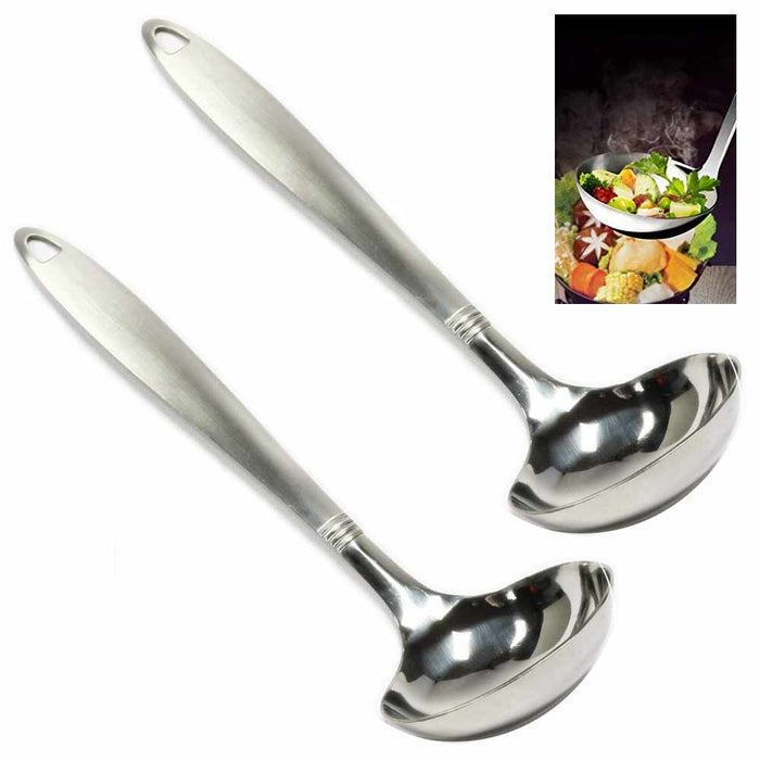 2 Stainless Steel Serving Ladle Spoon Kitchen Cooking Utensil Set Tools Server