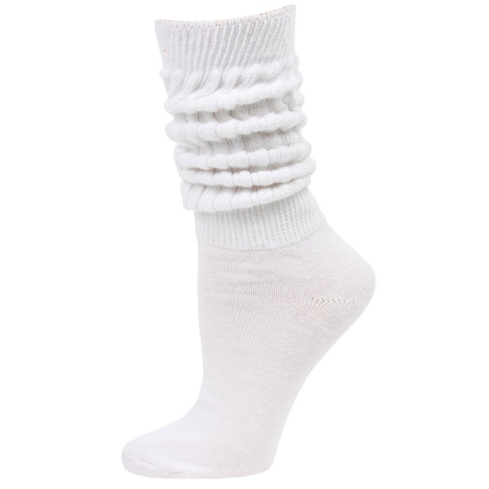 3 Pairs Women's White Slouch Socks Scrunch Cotton Plush Thick Knit Casual 9-11