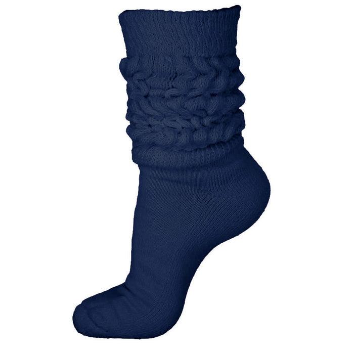 6 Pairs Women's Navy Blue Slouch Socks Scrunch Hooters Plush Thick Cotton 9-11