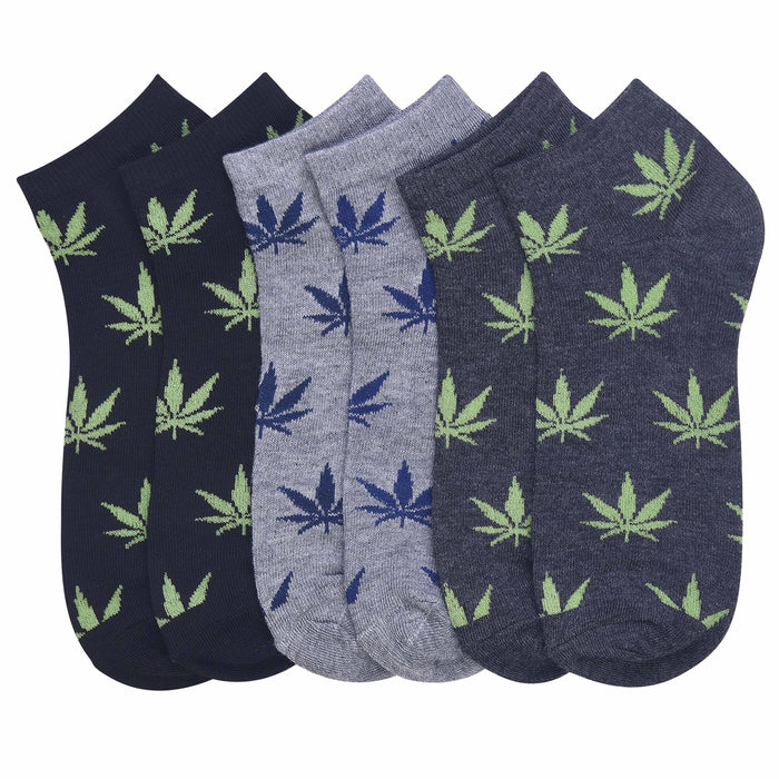 6 Pairs Mens Ankle Socks Green Leaf Pot 420 Novelty Crew Low Cut Sports 10-13