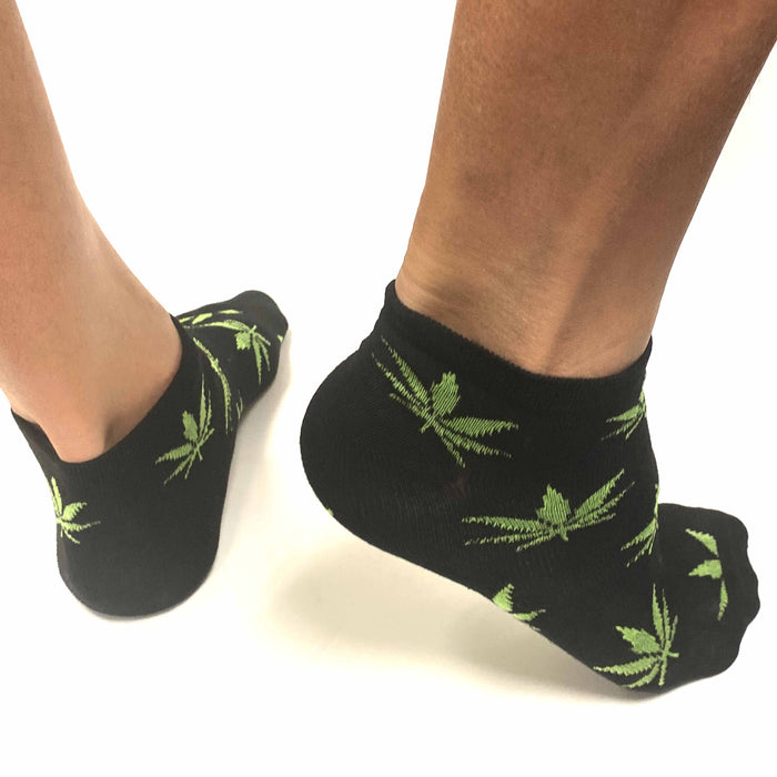 6 Pairs Mens Ankle Socks Green Leaf Pot 420 Novelty Crew Low Cut Sports 9-11