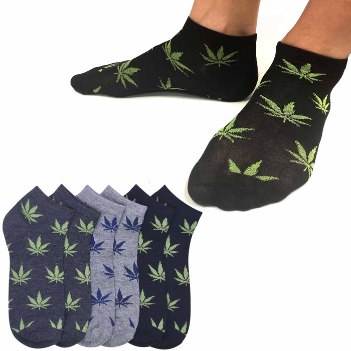 12 Pairs Mens Sports Ankle Socks Low Cut Green Leaf Pot 420 Novelty Crew 9-11
