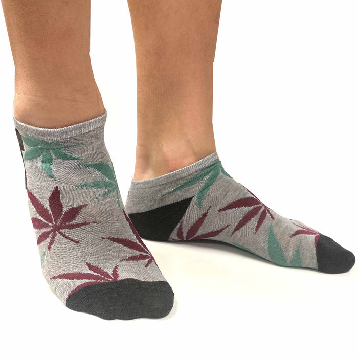 6 Pairs Mens Womens Socks Leaf Plant Pot 420 Ankle Casual Low Cut Fashion 9-11