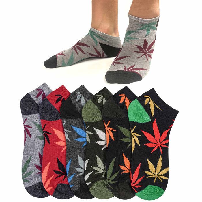 12 Pairs Novelty 420 Gift Socks Smoker Leaf Pot Ankle Casual Low Cut Men 9-11