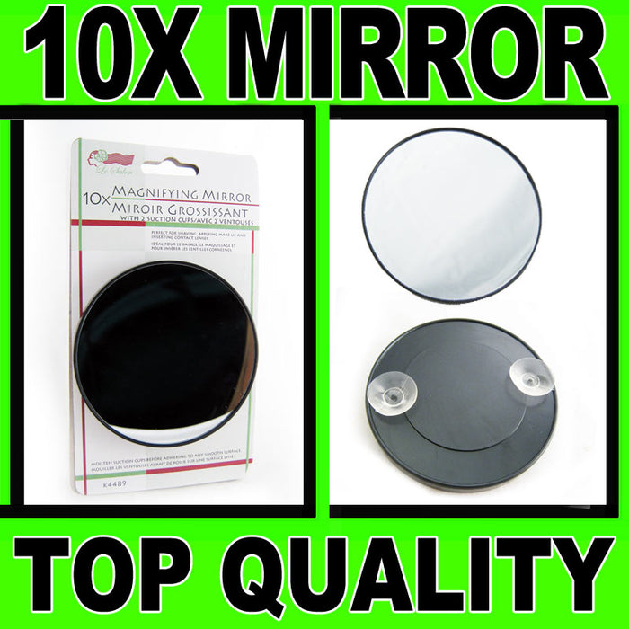 10 X Magnifying Mirror Makeup Compact Cosmetic Vanity Shave Suction Mount Travel
