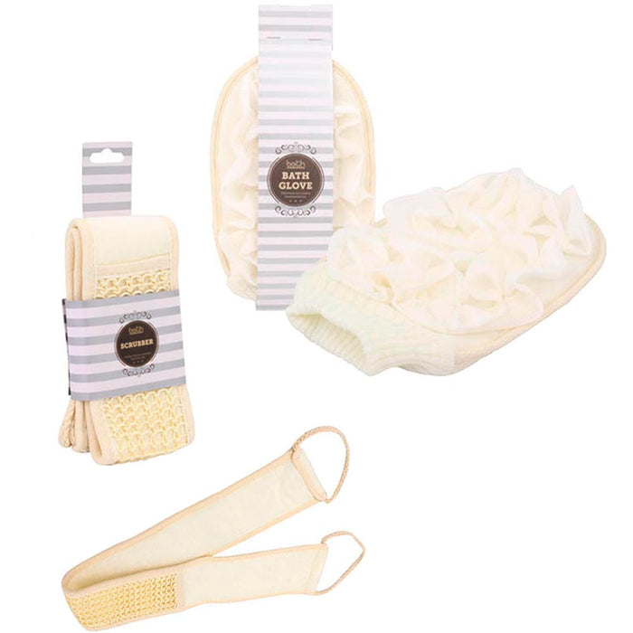 2 pc Exfoliating Bath Glove Scrubber Skin Stimulating Shower Sponge Loofah Body