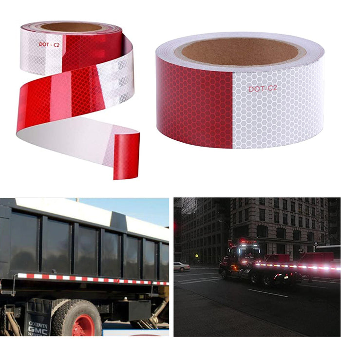 2 Rolls Reflective Tape Dot Conspicuity 2" X 10ft Red White Visibility Adhesive