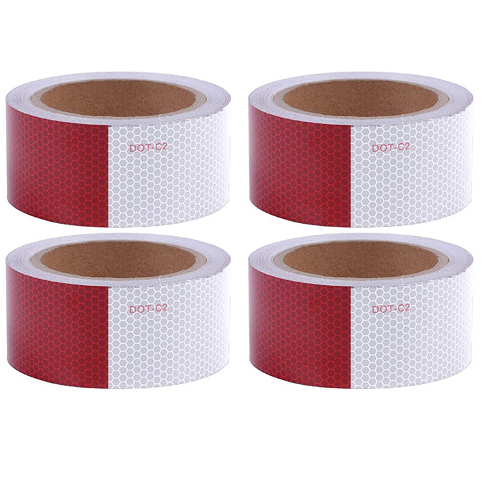 4 Rolls Reflective Tape Dot Conspicuity 2" X 10ft Red White Visibility Adhesive