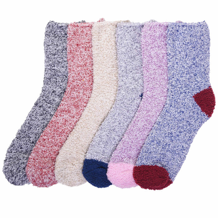12pr Women Warm Super Soft Plush Slipper Sock Winter Fluffy Microfiber Crew Sock