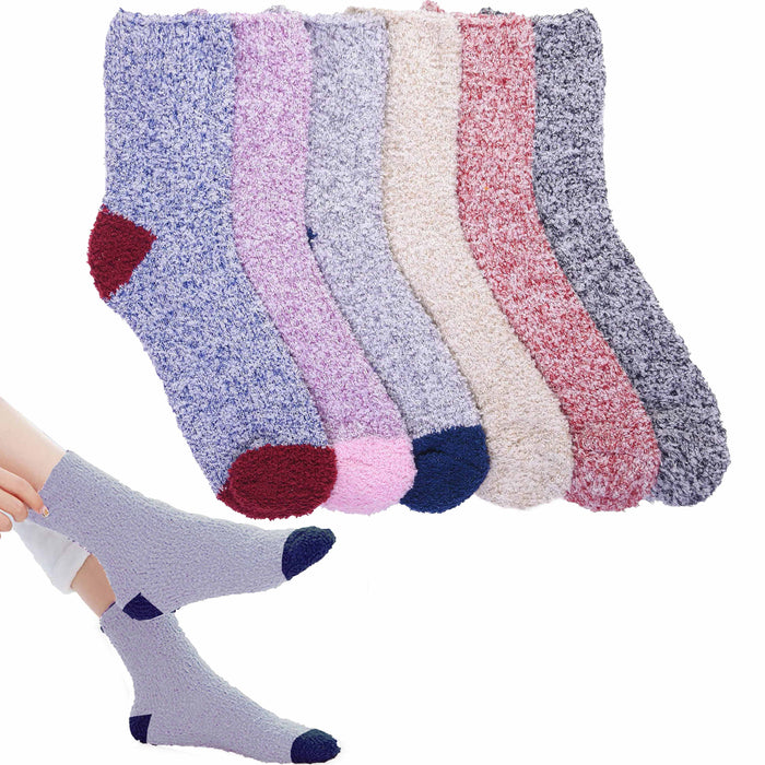 12pr Women Warm Super Soft Plush Slipper Sock Winter Fluffy Microfiber Crew Sock