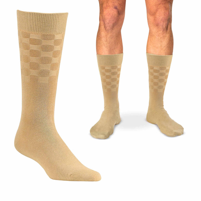 Men's Cotton 3 Pack Dress Socks L/XL Crew Calf Work Fashion Casual Brown 10-13