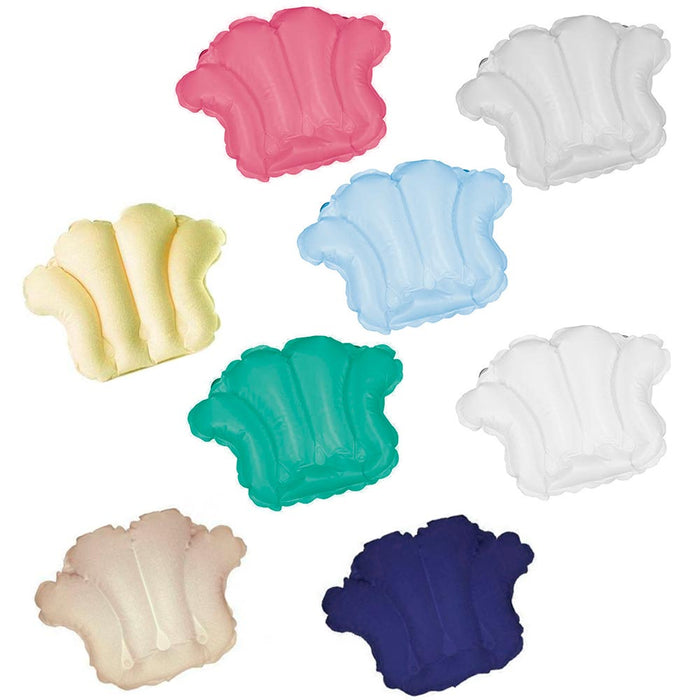1 Vinyl Inflatable Bubble Bath Tub Pillow Shell Shape Neck Spa Cushion Hot Tub