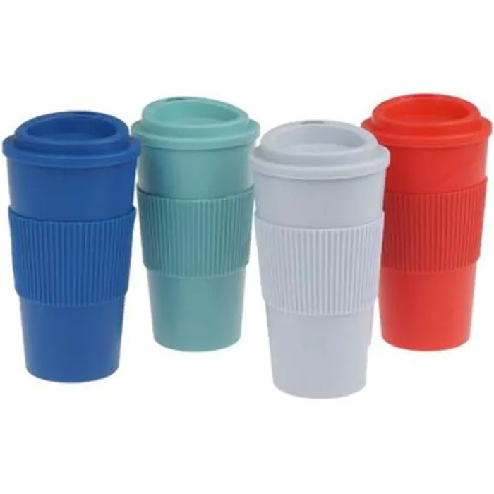 2 Pc Double Wall Coffee Mug 16oz Insulated Travel To Go with Sleeve and Lid