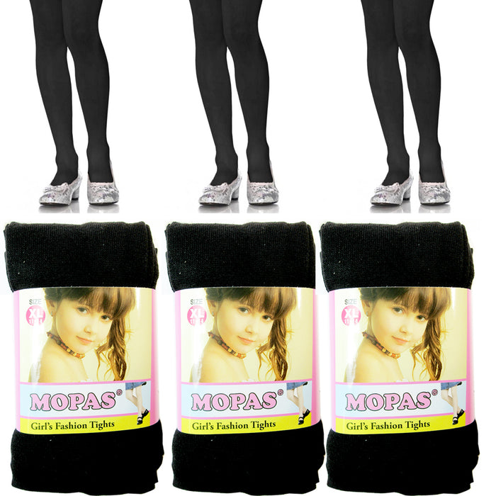 3 Pair Girls Tights Footed Dance Stockings Pantyhose Ballet XL Size 11-14 Black