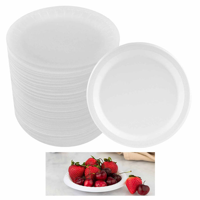 50 Pack Premium Foam Plastic Plates 6 Inch Party White Soak Proof Heavy Duty 6"
