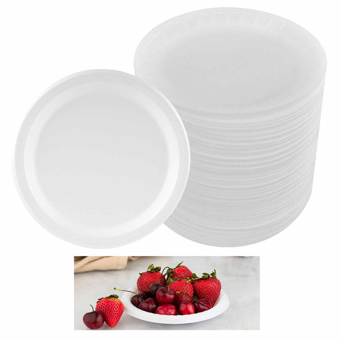 50 Pack Premium Foam Plastic Plates 6 Inch Party White Soak Proof Heavy Duty 6"