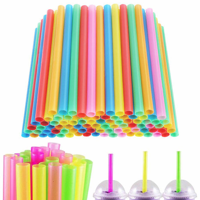 72 Pcs Smoothie Straws Disposable Plastic Colorful 9" Milkshake Drinks Home Bar