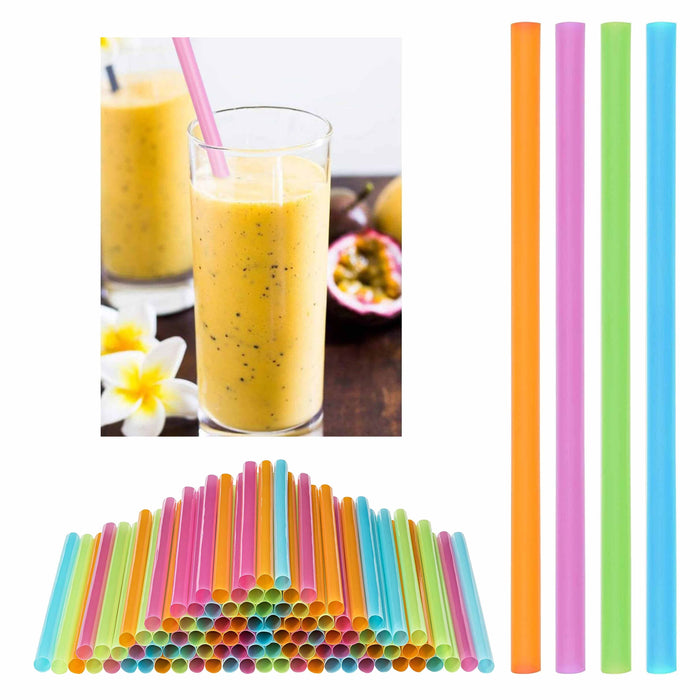 288 Ct Neon Extra Wide Jumbo Straws Multicolor 9" Smoothie Milkshake Party Drink